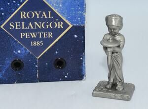 Vintage Selangor Pewter Figurine Boy with Top Miniature Sculpture Decor